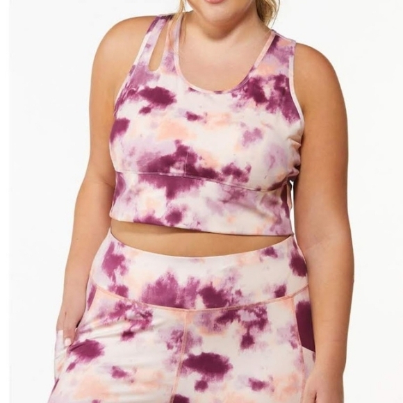 Cato Plus Active Live Well Tie Dye Purple Sports Bra Padded Wide Band 14 16, 1X - Picture 1 of 6